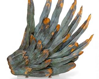 Lot 1094
Metal and Marble Sculpture 'Phoenix Wing', H 27" W 23"