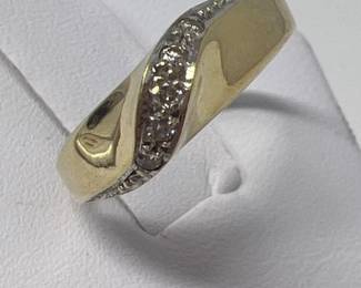 14K Gold Band with 5 Small Diamonds