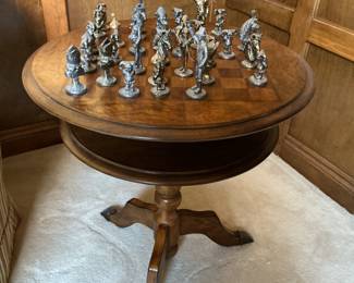 Pewter chess set with game table