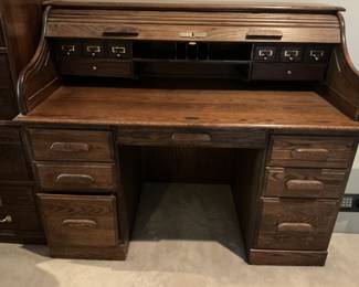 Oak roll top desk