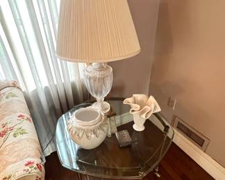 Glass and Brass Side Table 