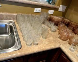 Clear hobnail and pink hobnail