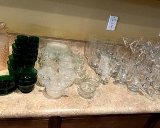 Evergreen depression glass, white, yellow, green depression glass