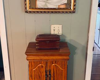 Small wooden floor jewelry Box ....lots of compartments!