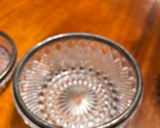 Lead Crystal Veggie  Bowl with silver plate rim