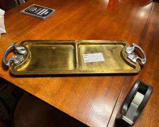 Handsome Brass & Metal Serving plate....heavy 