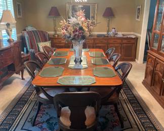 19TH Century Solid Magogany Table 60x40 - 9 chairs - true antique perfect for entertaining- sturdy & great shape!