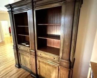 functional and handsome 2-part bookcase with plenty of blind storage space