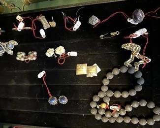 assorted jewelry, sterling, gold and costume
