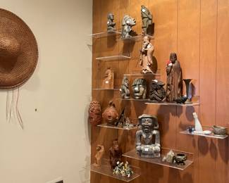 Pre Columbian pottery, African masks, beaded headdress, costumes, millinery, ethnic jewelry 