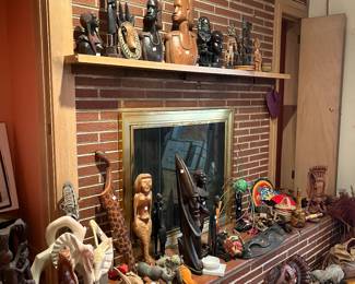 Carved wooden art, sculpture, bronze, Japanese artifacts, Native American, books