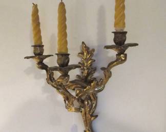 Antique brass wall sconces pair