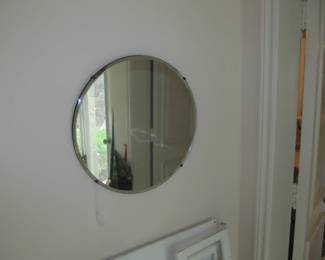 Antique round beveled mirror