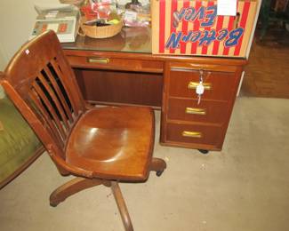 ATQ solid wood desk and chair 1940s-1950s