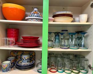 Hand blown Mexican glasses, ceramics