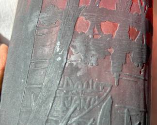 Daum Nancy landscape vase signature with the cross of Lorraine