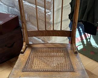 Antique pressed back chair w/cane seat