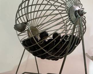 Vintage bingo cage with balls