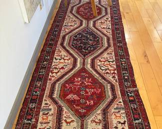 Soumak pictorial rug 114 X 39 1/2"    