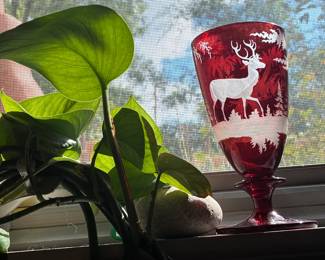 Frederich Egermann ruby red to clear stag wine glass