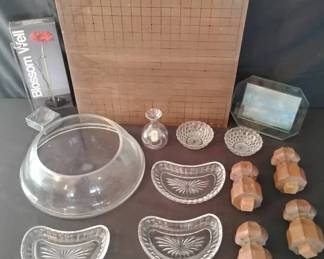 KO434Wood Go Board  Glass Home Decor 