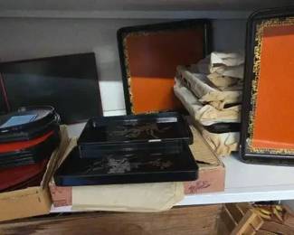 KO327Collection Of Tradtional Japanese Trays 