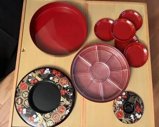 KO354Wood Folding Travel Table And Japanese Lacquer