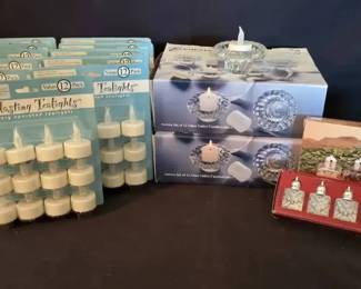 KO373Glass votives, Battery operated tea lights and Salt and pepper shakers