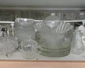 KO323Assorted Collection Of Pressed Glass Serving Dishes And Tableware