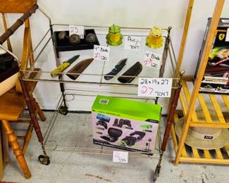 Rolling Glass Bar  Cart