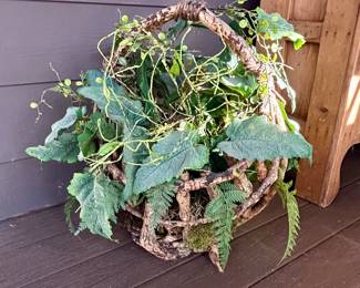 Decorative Faux Plant in Grapevine Basket