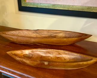 Hand-Carved Wooden Canoe Bowls