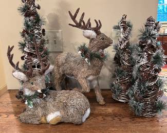 Pinecone Trees with Standing Deer & Laying Deer