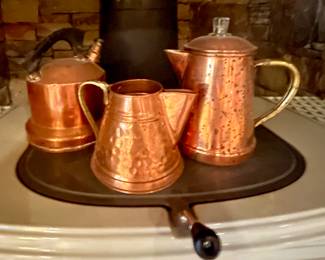 Trio of vintage copper pieces