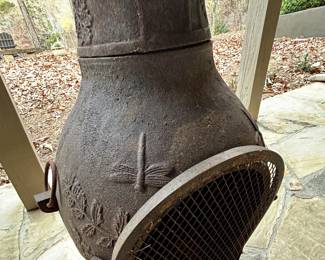 Cast-Iron Chiminea (with dragonfly/leaf pattern)