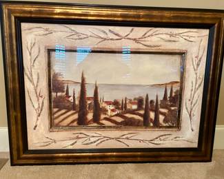 Large Framed Tuscan Landscape Art