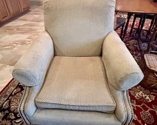 Beige Textured Club Chair (Nailhead Trim)