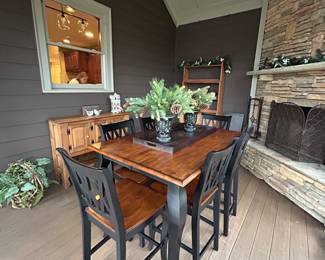 Counter-height dining set with six matching chairs