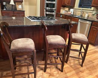 Set of six wooden counter-height bar stools