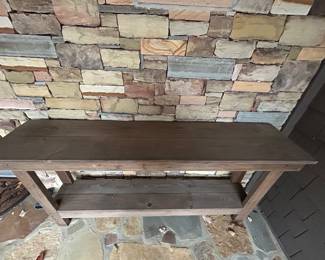 Rustic solid-wood console table with lower shelf
