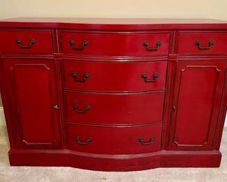Red Bow-Front Sideboard / Chest