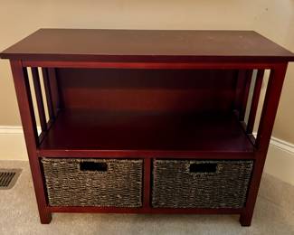 Console Table with Wicker Storage Baskets