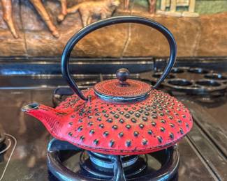 Red cast iron Japanese tetsubin.