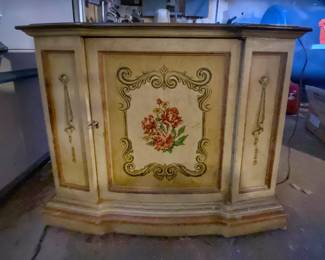 Vintage Magnavox Venetian-style stereo console cabinet