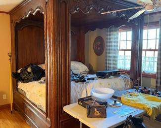 Circa 1870’s hand carved oak British bed frame.  Absolutely GORGEOUS!