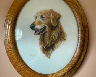 Framed portrait of a Golden Retriever