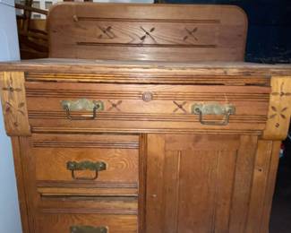 Antique oak washstand