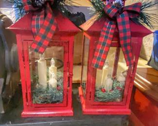 Metal and glass Christmas lanterns