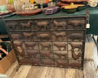metal fireplace screen with farm animals
