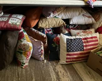 Large collection of new & almost new pillows in ever size